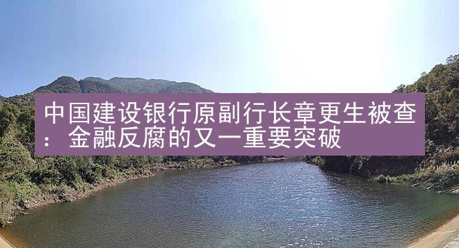 中国建设银行原副行长章更生被查：金融反腐的又一重要突破