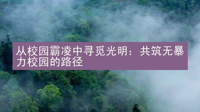 从校园霸凌中寻觅光明：共筑无暴力校园的路径